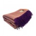 100% Wool Blanket/Throw/Rug - Peach & Purple Herringbone